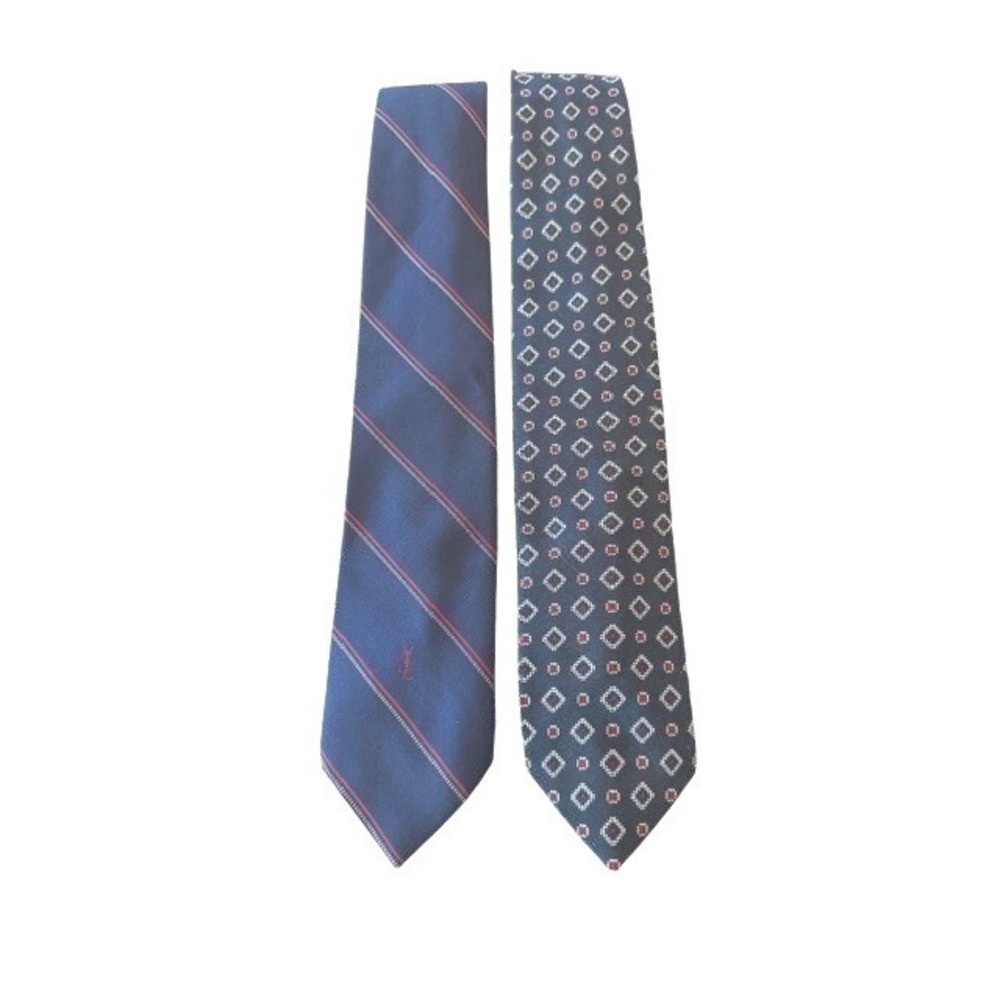 Vintage Designer Tie Lot 2 Christian Dior & Yves Saint Laurent Polyester Classic